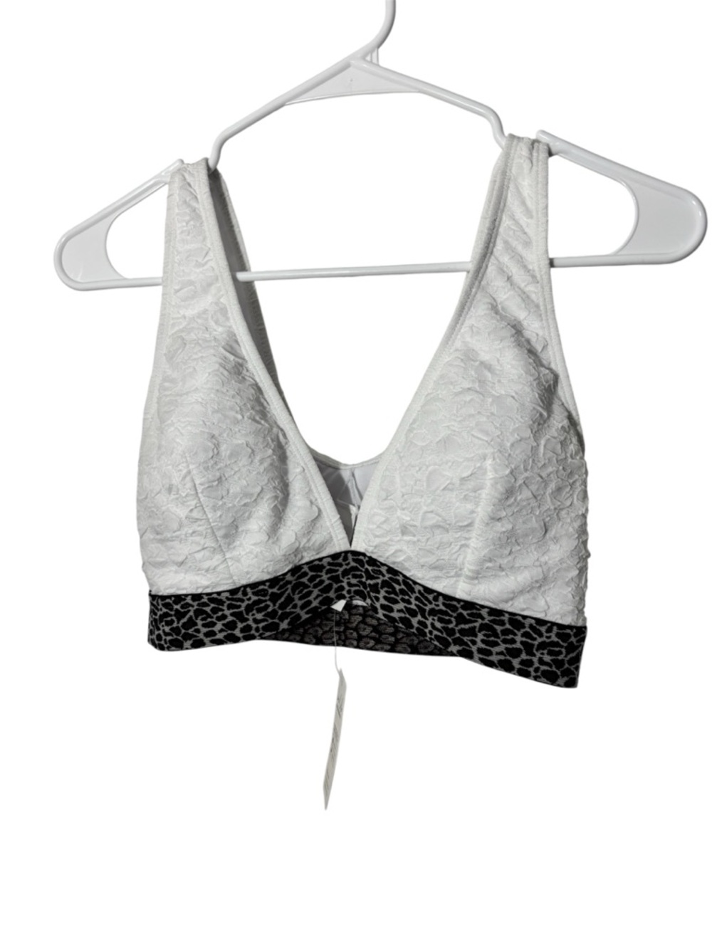 Cupshe White Lace Bralette with Black Leopard-Print Band